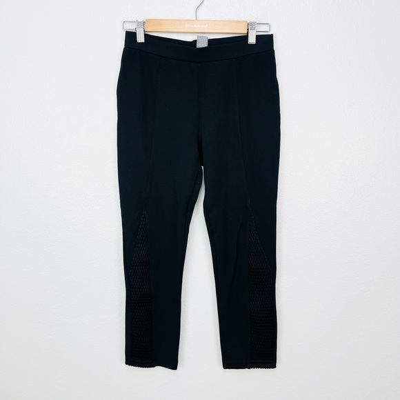 VICINITY Black Capri Thick Layered Mesh Fishnet Workout casual Leggings - Picture 2 of 5